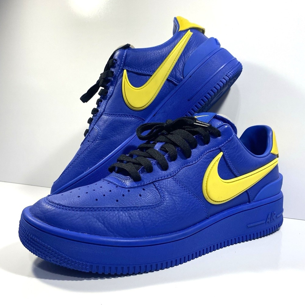 Nike Mens Sz 10.5 Air Force 1 Low x Ambush Game Royal Varsity Maize DV3464-400